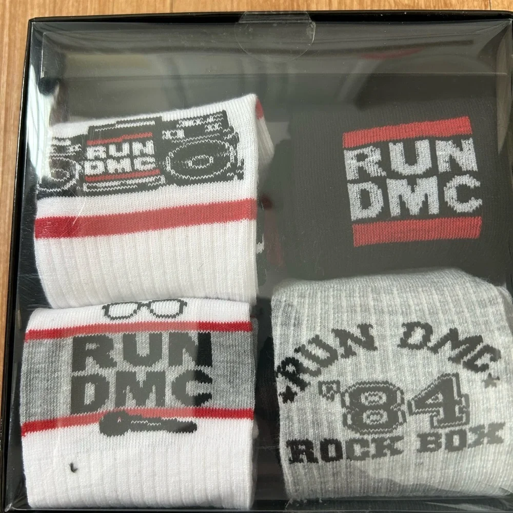 RUN DMC Men's Casual Socks Set - Black, White, Gray